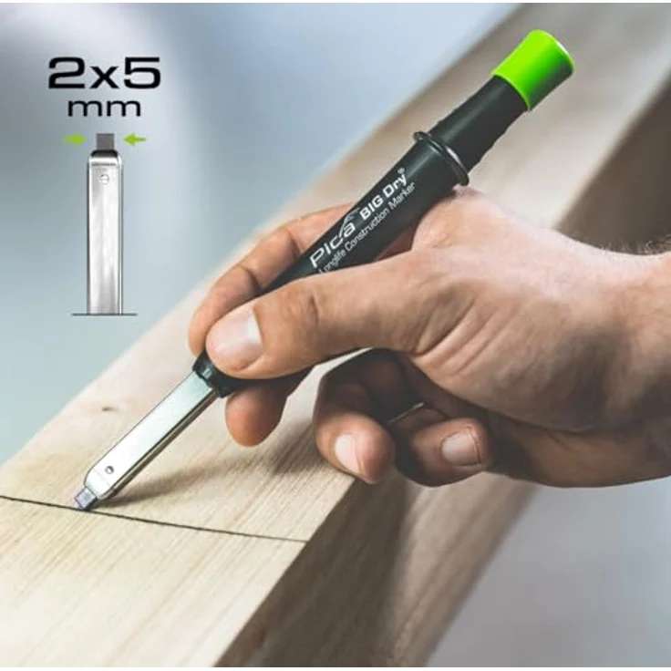 Pica Marker 6060, nachfüllbarer Zimmermanns-Druckbleistift mit Automatischem Minenvorschub und präziser Kantenführung, Graphitmine 2B – Bild 5