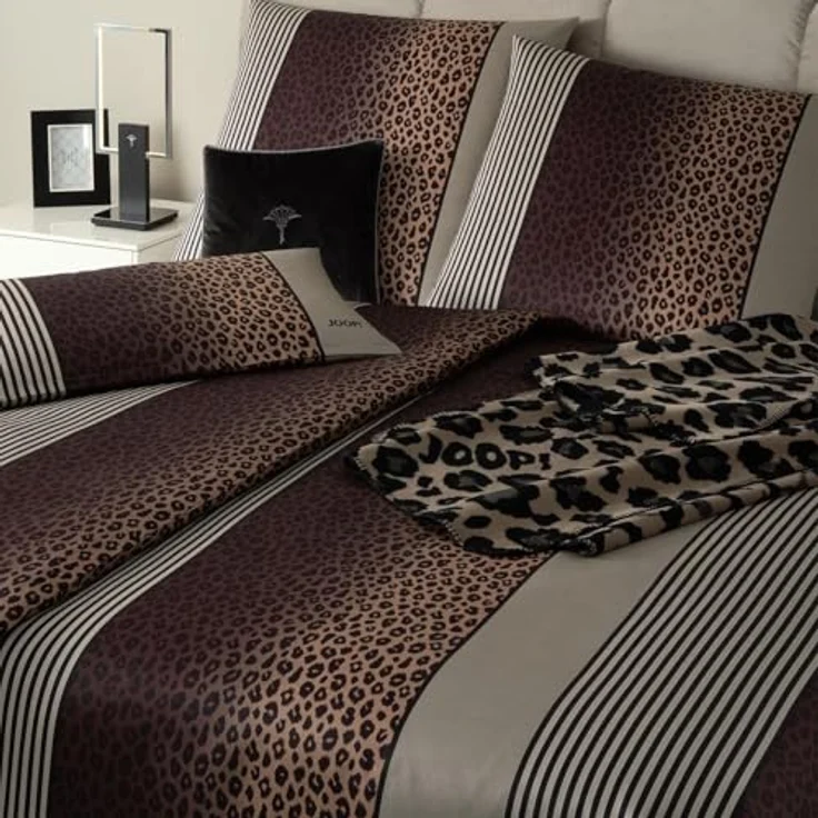 Joop! Bettwäsche Leo Taupe 1 Bettbezug 140 x 200 cm + 1 Kissenbezug 70 x 90 cm, Mako-Satin, hergestellt in Deutschland, hochwertiger Qualitätsreißverschluss, hautsympathisch – Bild 3