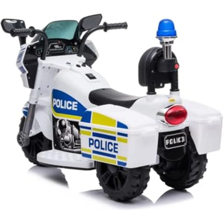Chipolino Kinder Elektromotorrad Polizei, 3-Rad mit Scheinwerfer und Musikfunktion, Farbe: weiß blau – Bild 4