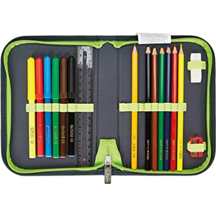 Herlitz Loop Plus Dragon Tale Schulranzen, anthrazit/neon-grün, inkl. 16 tlg. Schüleretui, Faulenzermäppchen, Sportbeutel – Bild 7