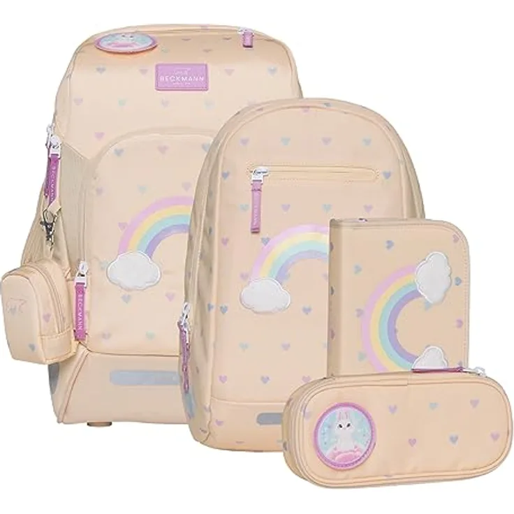 Beckmann, Schulranzen-Set Active Air FLX Yellow Heart, 6-teilig, Grundschule, inkl. Regenüberzug, 20-25L, Gelb