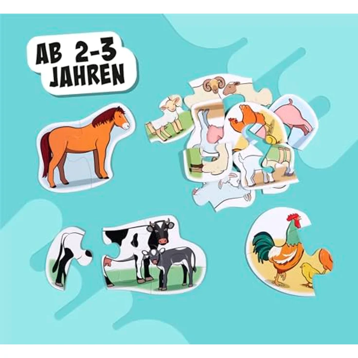 Noris 606012166, 6 erste Puzzles: Bauernhoftiere, für Kinder ab 3 Jahren mit großen Teilen (2-5 Stück) zur Förderung von Feinmotorik und Konzentration – Bild 4