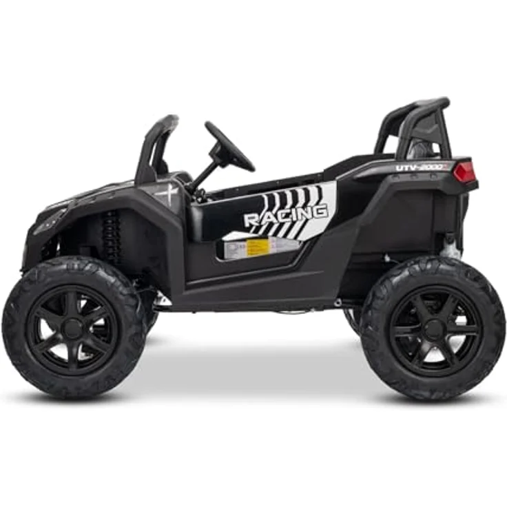 Beneo Elektrisches Kinderauto UTV XXL 24V, schwarz, zweitürig, mit Differenzialmotor, aufblasbaren Gummireifen, gefederten Hinterachsen, Scheibenbremse, Bluetooth und MP3-Player mit USB/SD-Anschluss – Bild 6