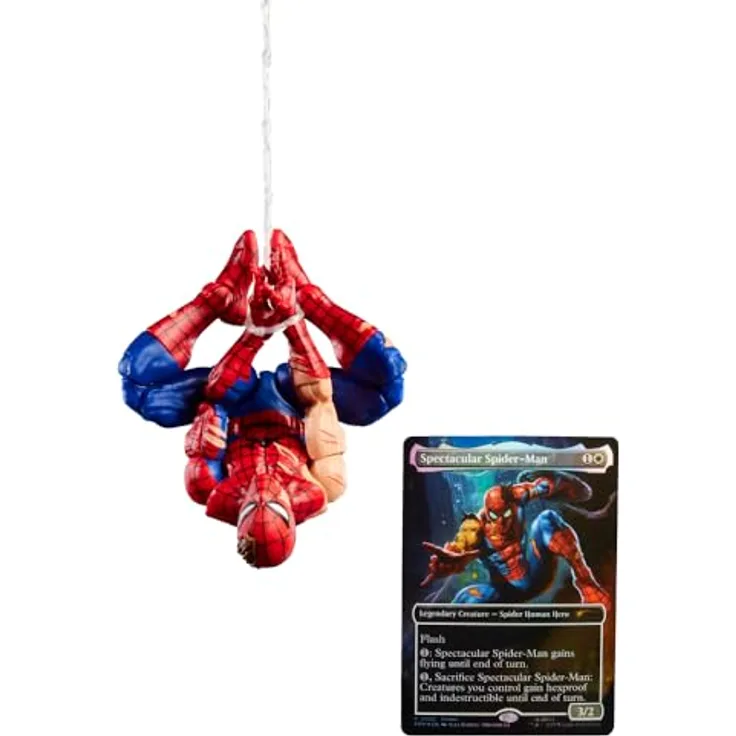 Hasbro Marvel Legends Series Magic: The Gathering Spider-Man, Action-Figur mit Kampfspuren, 15 cm, mit 7 Accessoires und exklusiver Foil Sammelkarte
