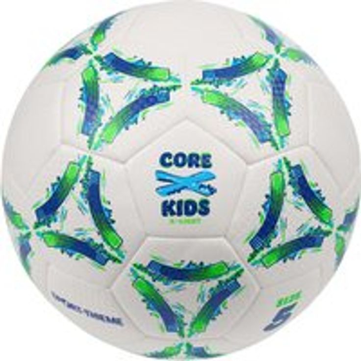 Sport-Thieme Fußball CoreX Kids X-Light, Größe 5, Unisex, idealer Grip durch Golfballstruktur, Weiß-Grün-Blau