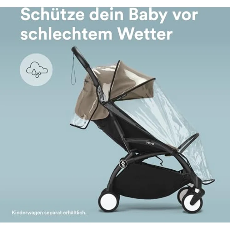Stokke YOYO Regenschutz, Wasserfester Kinderwagen Zubehör, PVC-frei, für 6+ Textilset – Bild 2