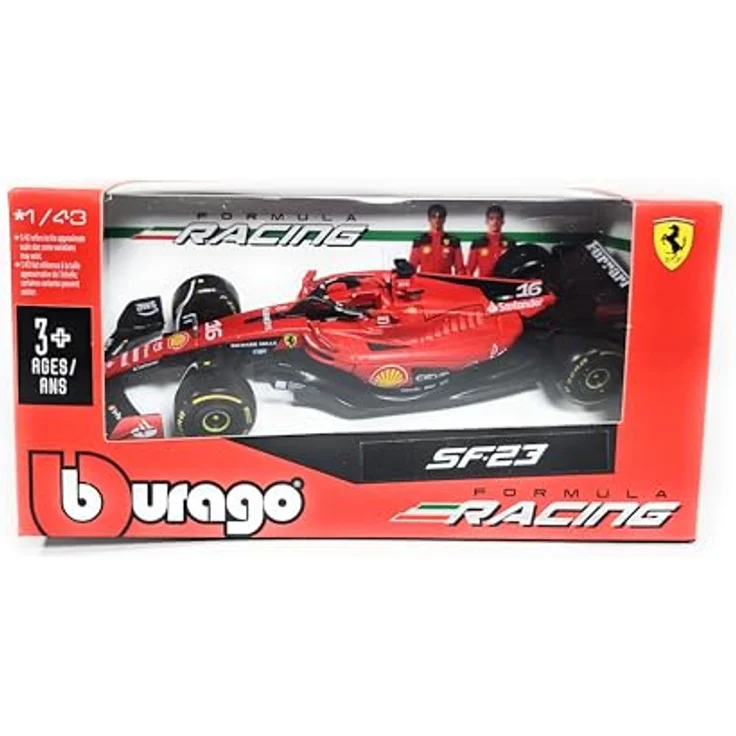 Bburago Ferrari SF-23 Charles Leclerc #16 2023, realistisches Modellauto im Maßstab 1:43, offizielle Ferrari-Lizenz, empfohlenes Alter 3+ Jahre – Bild 5