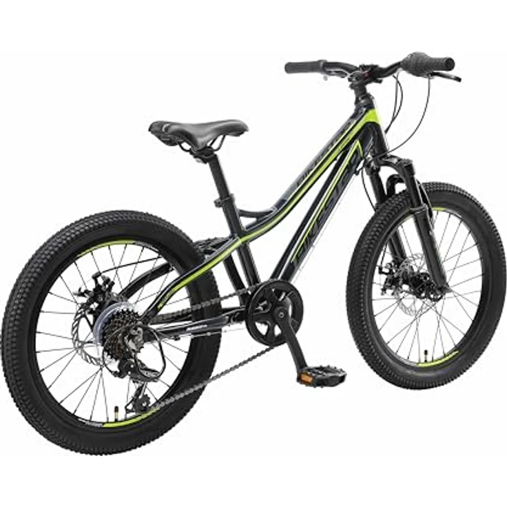 BIKESTAR Alu Mountainbike Jugendfahrrad 20 Zoll ab 6-9 Jahre Hardtail | 7 Gang Shimano Schaltung, Scheibenbremse, Federgabel | Kinder Fahrrad Schwarz Grün | Risikofrei Testen – Bild 5