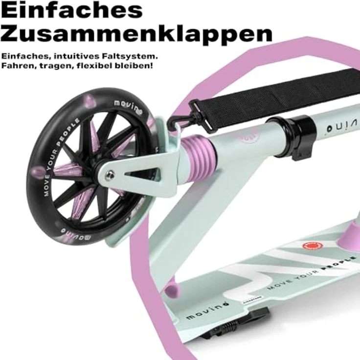 Movino Cityroller MOVINO CITY LIGHT, Scooter mit Stoßdämpfer, Batteriefreien LED-Rollen, max. 100 kg Traglast, höhenverstellbar für Körpergrößen von 135-170 cm – Bild 12