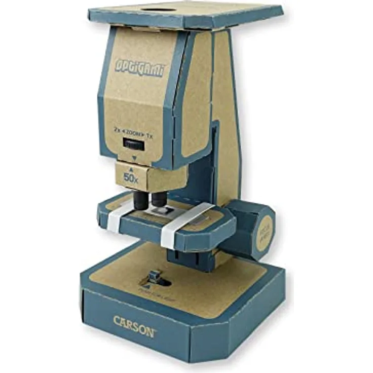Carson Optigami OG-100, Mikroskop-Bausatz zum Selberbauen mit 50-400x Vergrößerung, schwarz, für Kinder von 8-12 Jahren