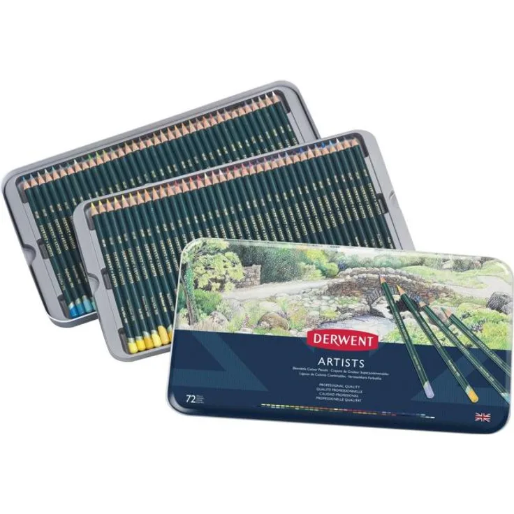 Derwent Pencil Artists, 72-teiliges Bleistiftset mit assortierten Farben in Metalldose