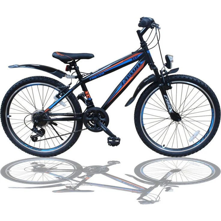 Talson Mountainbike 26 Zoll Fahrrad mit 21 Gang Shimano, Kettenschaltung, Beleuchtung nach StVZO und Gabelfederung Schwarz