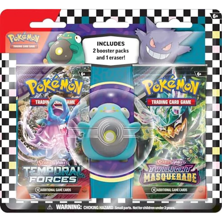 Nintendo Pokémon Back to School 2024 Eraser Blister Gengar, Enthält 2 TCG-Boosterpacks – Bild 1