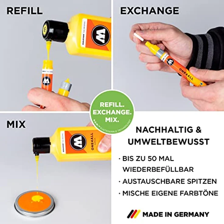 Molotow One4All 127HS Acryl Marker Neon Set (2,0 mm Strichstärke, hochdeckend und permanent, schnell trocknend, nachfüllbar) 6 Stück sortiert, Neonfarben – Bild 5