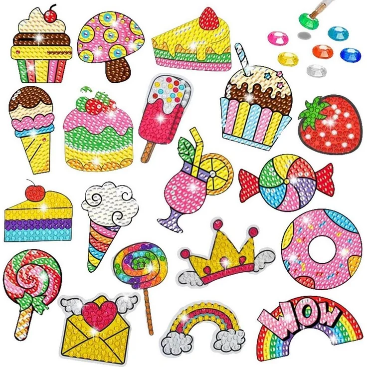 LuxusKollektion Kreativset Diamond Painting Sticker Bastelset, 19-teilig, mehrfarbig mit 5D-Diamantmalerei und Klebestiften