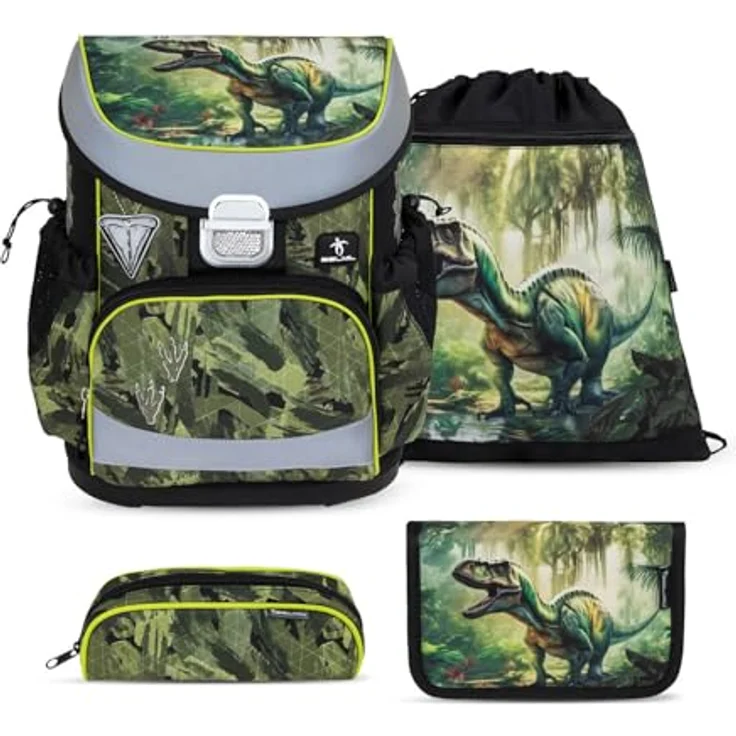Belmil Mini-Fit Schulranzen Set 4-teilig, ergonomisch und leicht, 17 L, Lost World 2, für Grundschule 1.-2. Klasse – Bild 1