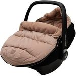 Jollein Voetenzak Groep 0+ Autostoel 3/5 Punts Gordel Puffed Biscuit - Teddy Futter, Kapuze, Reißverschluss, 100% Polyester