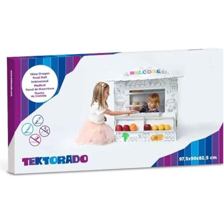 adam toys Tektorado Spielhaus aus Pappe, Karton-Bastelset zum Bemalen und Spielen für Kinder ab 3 Jahren, Indoor & Outdoor, Packmaß 50 x 98 x 5 cm – Bild 5