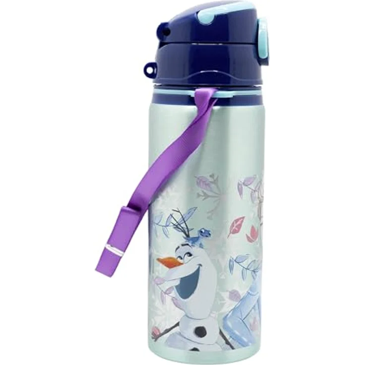 Stor Wiederverwendbare Pop Up Flasche aus Aluminium 730 ml mit Schultergurt | Frozen Snow Tale, BPA-frei, offizielles Lizenzprodukt – Bild 3