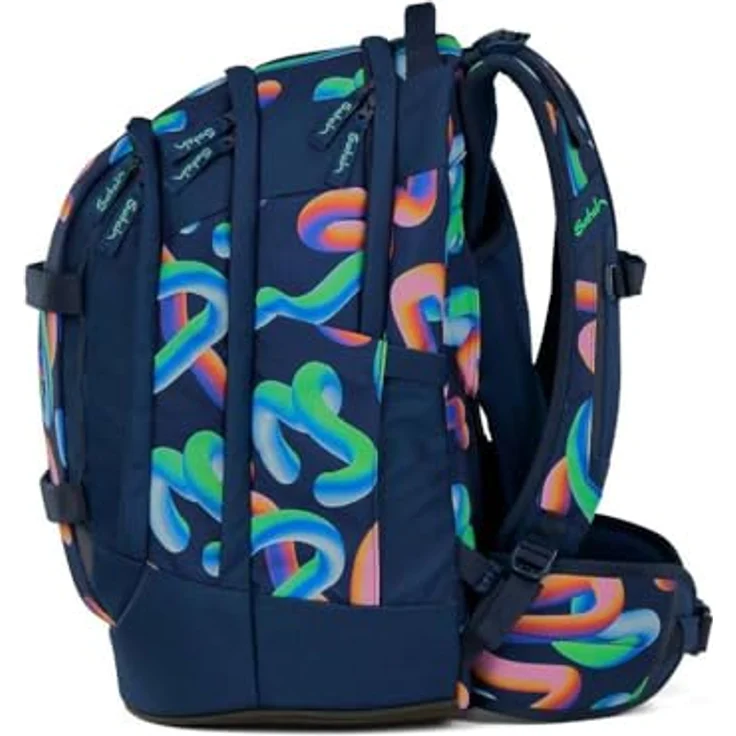 Satch pack Schulrucksack Set 2tlg. mit Schlamperbox, 30 Liter Volumen, Crazy Twist Design, 3D Soft-Mesh Rückensystem – Bild 3