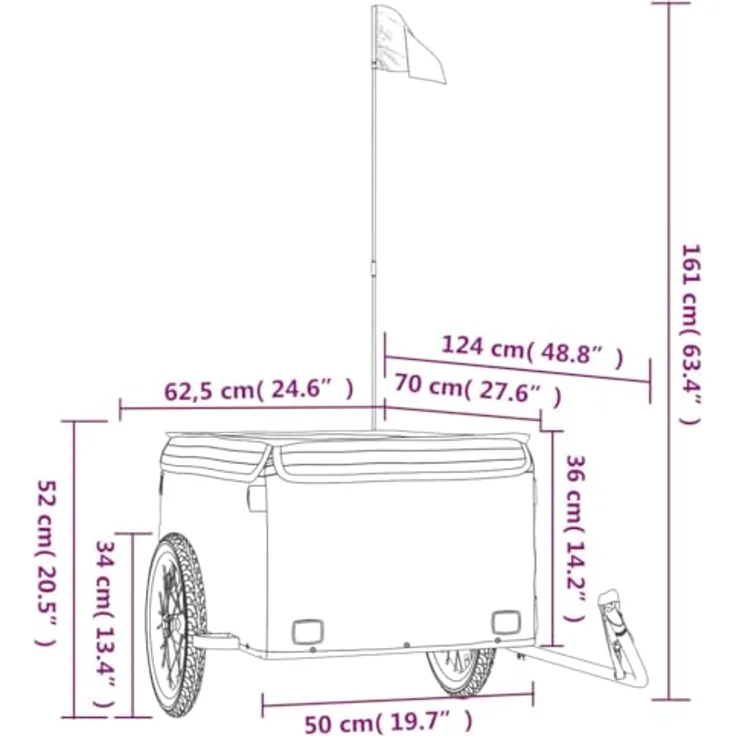 vidaXL Fahrradlastenanhänger Schwarz und Gelb 45 kg Eisen, Robustes Material, Cleveres Design – Bild 3