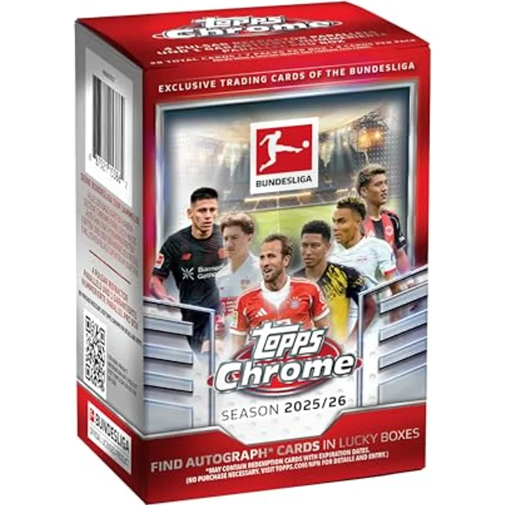 Topps 2026 Bundesliga Chrome Value Box, hochwertige Sammelkarten mit seltenen Parallels und Autogrammkarten – Bild 1