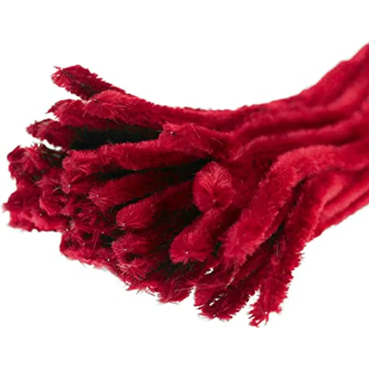 15 Pfeifenreiniger 15mm x 30cm Pfeifenputzer Biegeplüsch Chenilledraht Bastelchenille, Farbe:rot
