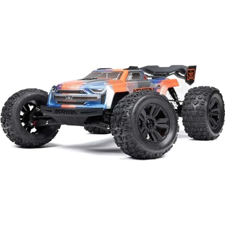 ARRMA KRATON 4X4 1/8 V6 Brushless RC Truck RTR, 6S BLX Speed Truck mit clipless-Schnellverschluss, Blau/Orange