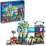 LEGO 60380 City Stadtzentrum Set, Modellbausatz, Spielzeug mit Spielzeugläden wie Friseur, Tierarzt, Hotel und Dachdisco mit Minifiguren und Straßenplatten, Geschenk zum Geburtstag für Kinder