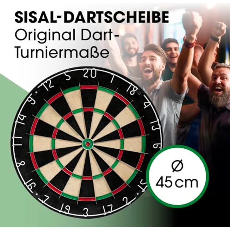 #DoYourDart Dartscheibe Komplett-Set, Sisal mit 6 Steeldartpfeilen und Dart-Surround, selbstschließende brasilianische Sisalfasern – Bild 2