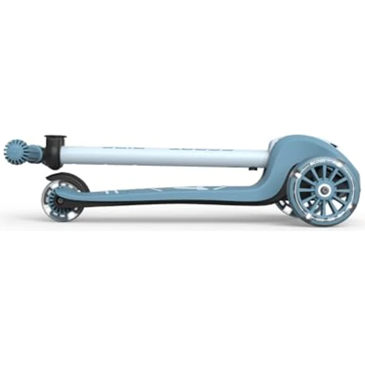 Scoot & Ride Highwaykick 3S Kinderroller, höhenverstellbar mit 2-fach Lenkung, LED-Rädern, zusammenklappbar, für Kinder 96-130 cm (Steel) – Bild 4