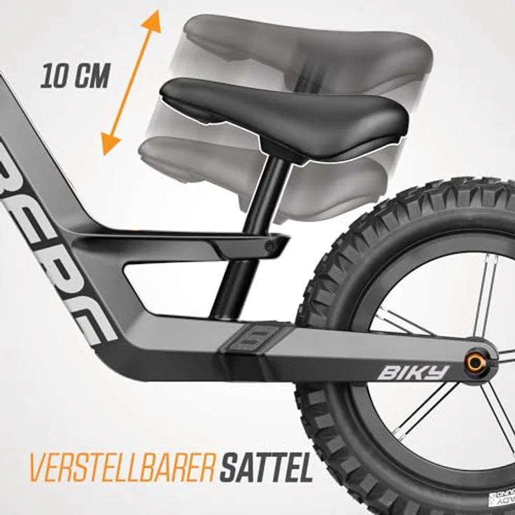 Berg Biky Cross Schwarz Laufrad mit Handbremse ab 2 Jahre, Luftreifen, Leichtes Magnesiumrahmen, Rutschfahrzeug 12 Zoll, Kinderfahrrad Jungen und Mädchen, Sattel höhenverstellbar - Preisvergleich – Bild 2