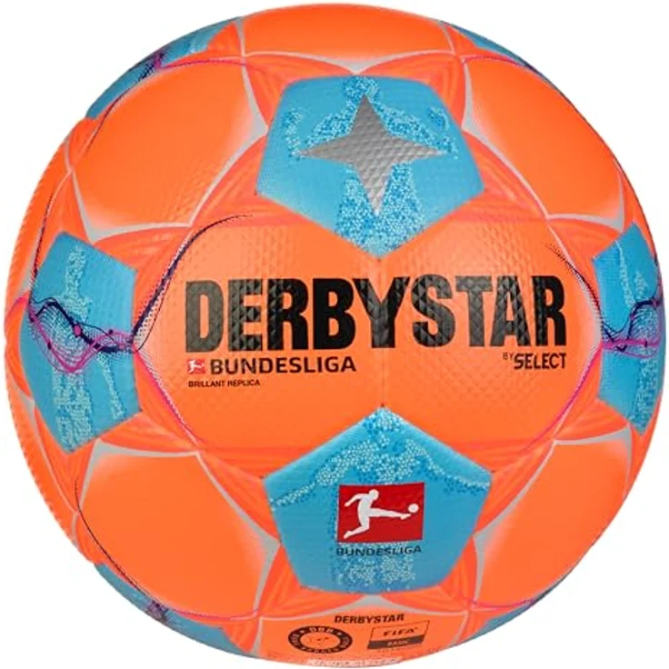 Derbystar Bundesliga Brillant Replica High Visible v24 Fußball, orange blau pink, Hochwertige Material, Extra Komfort, Langlebig – Bild 3