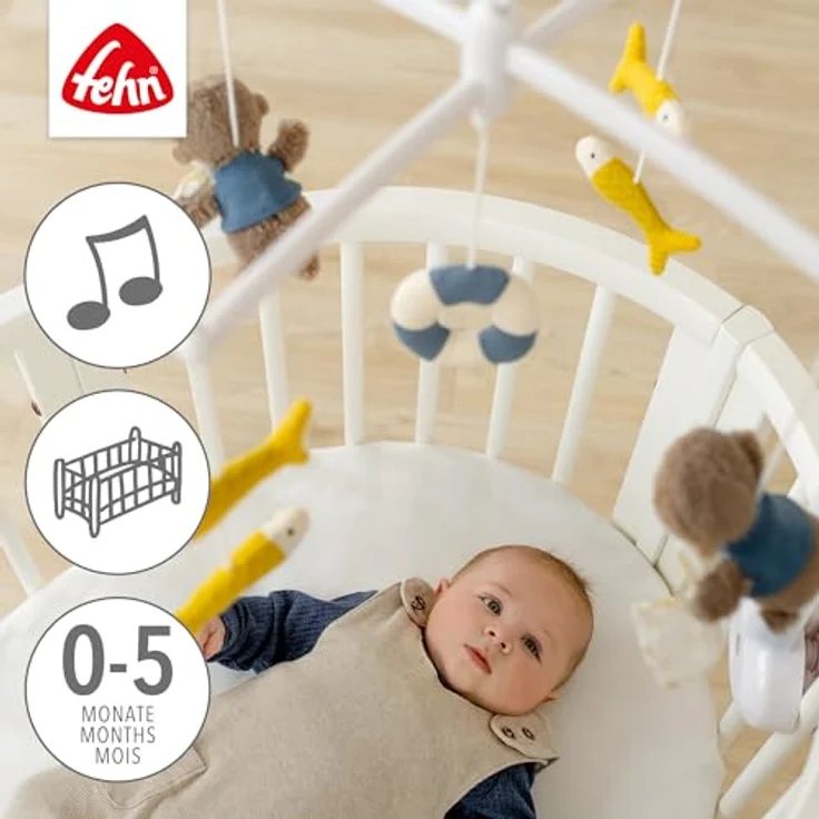 Fehn Otter Theo Musik-Mobile, Aufzieh-Mobile mit Spieluhr-Melodie „Mozarts Wiegenlied“, Ø 40 cm - Preisvergleich – Bild 3