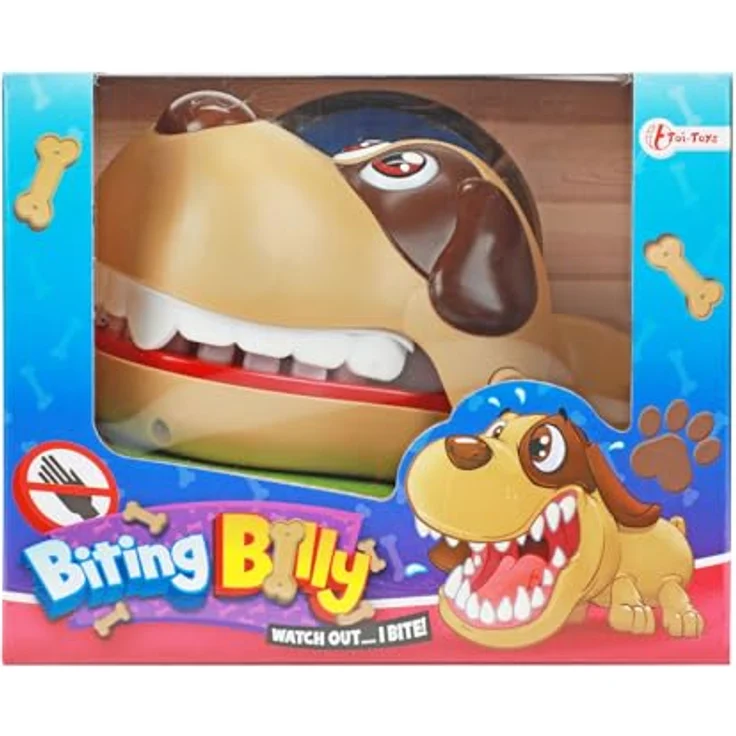 Toi-Toys Bissiger Hund Gesellschaftsspiel mit Kunststoffmaterial, ca. 14,5cm x 9,5cm x 7,5cm, in blau – Bild 2