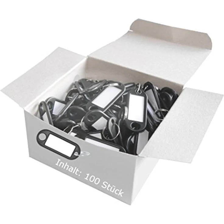WEDO 262801801 Schlüsselanhänger Kunststoff (mit Ring, auswechselbare Etiketten) 100 Stück, schwarz – Bild 1