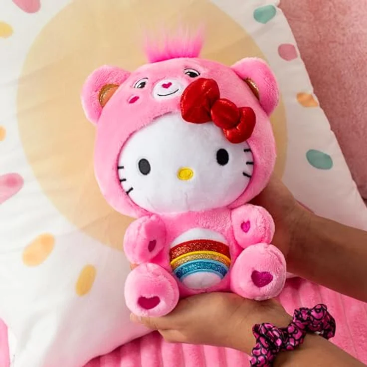 Hello Kitty Care Bears Plüsch, Cheer Bear 22 cm mit detailliertem Belly Badge-Design, weich und kuschelig – Bild 3