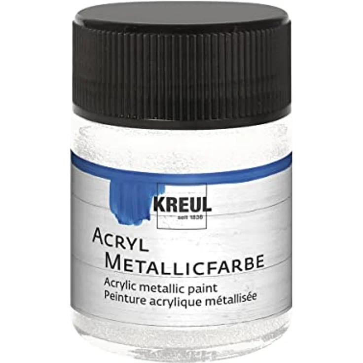 KREUL 77579 Acryl Metallicfarbe, 50 ml, perlmutt weiß, creme-deckend, schnelltrocknend, wasserfest, auf Wasserbasis – Bild 1