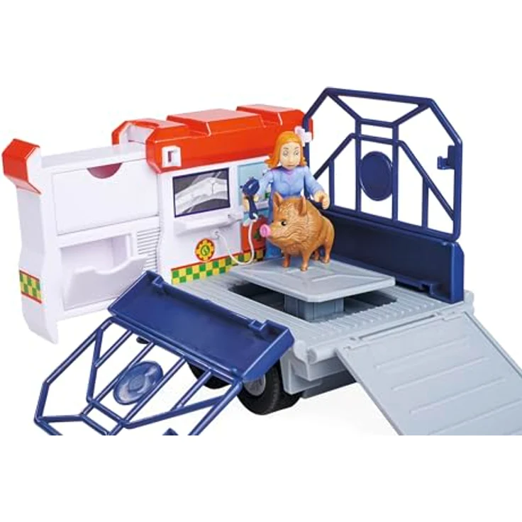 Simba Feuerwehrmann Sam Tierrettung mit Anhänger, 34 cm Spielzeugauto mit Licht und zahlreichen Zubehörteilen – Bild 10