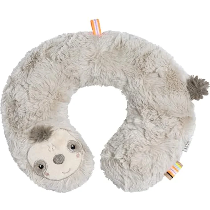 Fehn Nackenstütze Faultier, ergonomisches Baby Nackenkissen mit Tierapplikation, unterstützt Kopf und Nacken in Babyschale und Kinderwagen, waschbar bei 30°C, Größe 24 x 22 cm – Bild 1
