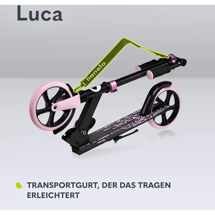 lionelo Cityroller LUCA, klappbarer Tretroller mit Stoßdämpfer, 200mm Rädern, ABEC7 Kugellager, Aluminium, schwarz – Bild 7