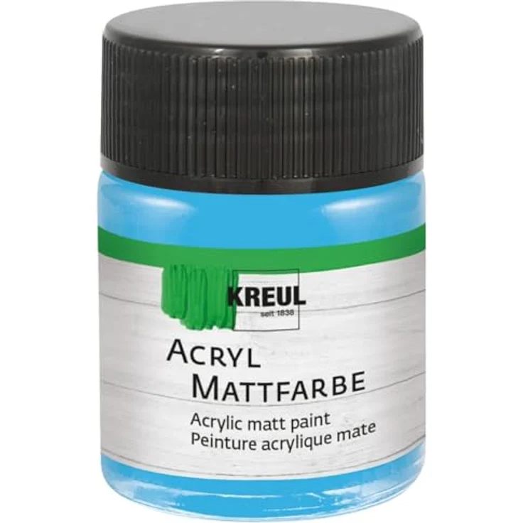 Kreul 643945 Acryl Mattfarbe, cremig deckend, schnelltrocknend auf Wasserbasis, 50 ml Glas, himmelblau – Bild 1