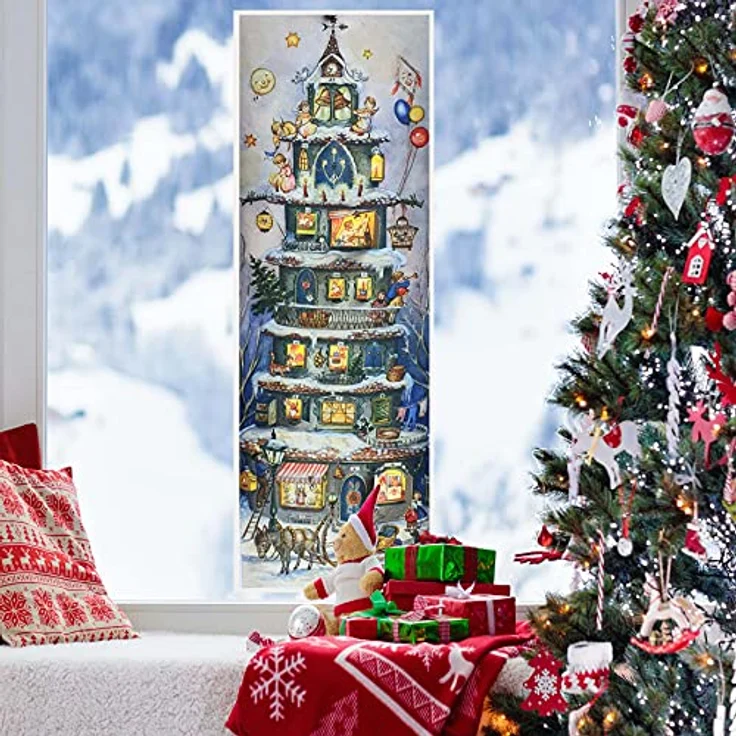 Richard Sellmer Verlag Adventskalender "Weihnachtsturm" von 1955, nostalgischer Nostalgie-Adventskalender mit Glitzer und Glimmer, Format A4 - Preisvergleich – Bild 4
