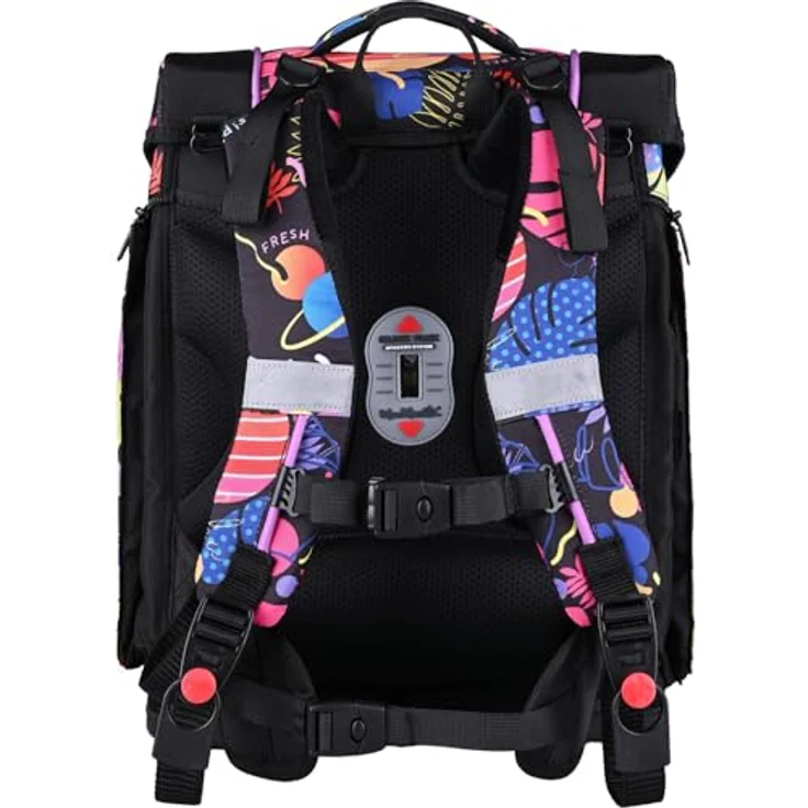 McNeill Schulranzen Perfecto Disney, 8-teiliges Set in bunt mit Stitch Black Design, großes Hauptfach, gepolsterte Träger, robustes Material – Bild 6