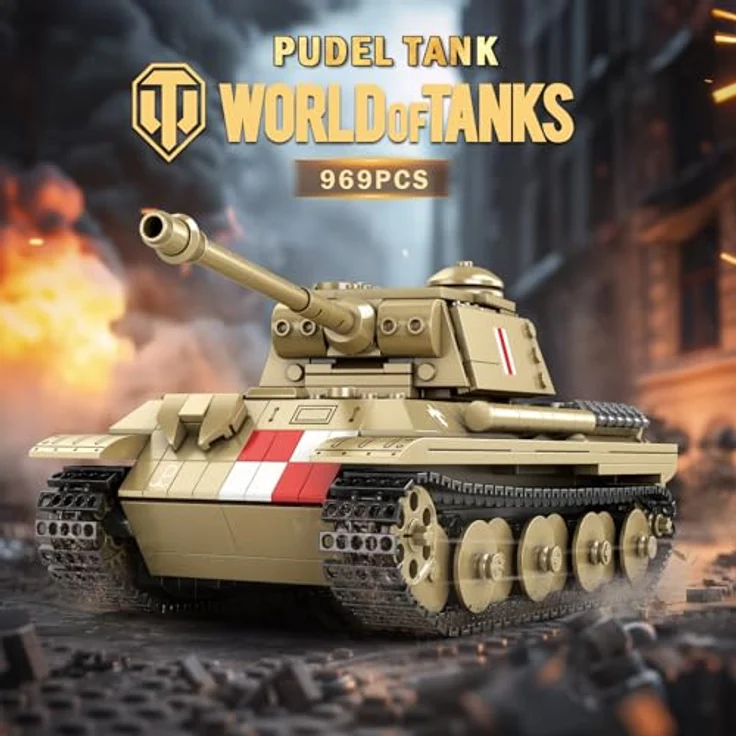 Reobrix Pudel Panzer-Bausteinset 77034, Militär-Panzermodell im Maßstab 1:23 mit 969 Teilen, autorisiert von World of Tanks, ab 14 Jahren – Bild 2