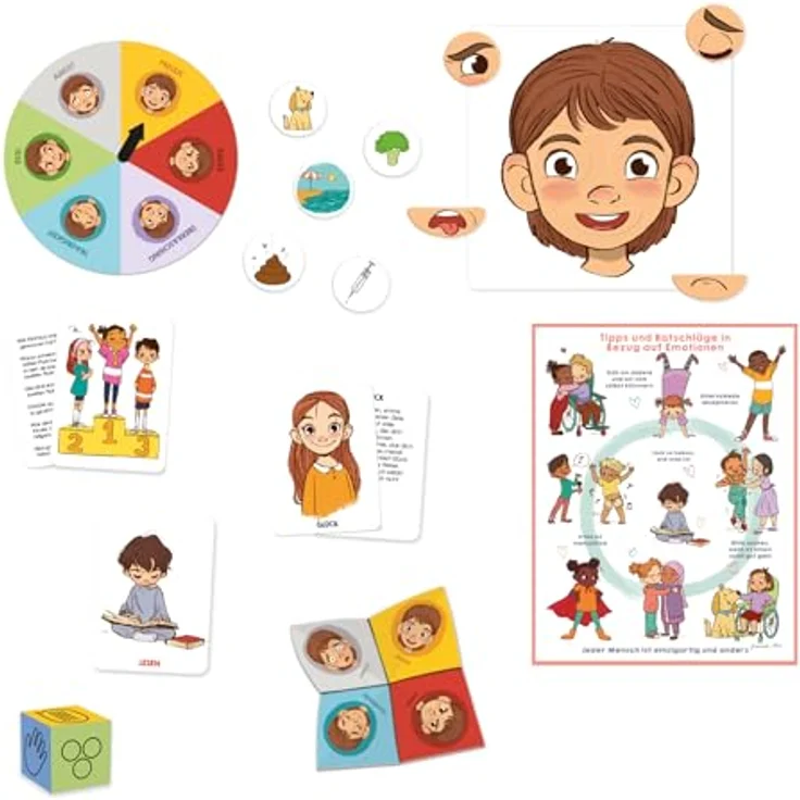 Jumbo Spiele ich lerne Entdecken Emotionen, Brettspiel zur Förderung von Empathie und Konfliktlösung, 70 Karten für 1-4 Spieler, ab 4 Jahren – Bild 5