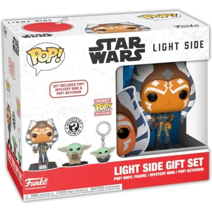 Funko Star Wars Light Side Geschenkset, Pop Vinyl-Figur mit Mystery Mini und Schlüsselanhänger, Ahsoka Tano Design, orange-weiß-blau – Bild 1