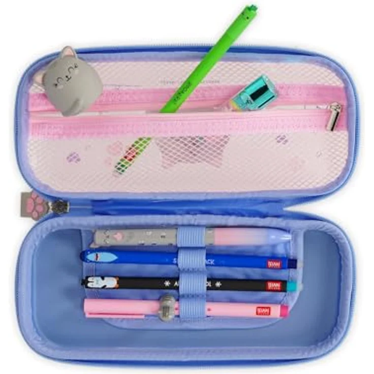 Legami Wonderwow Kitty Federmäppchen, 2 Fächer mit Stifthalter und Netzfach, Reißverschluss, 23 x 11 x 5 cm – Bild 3