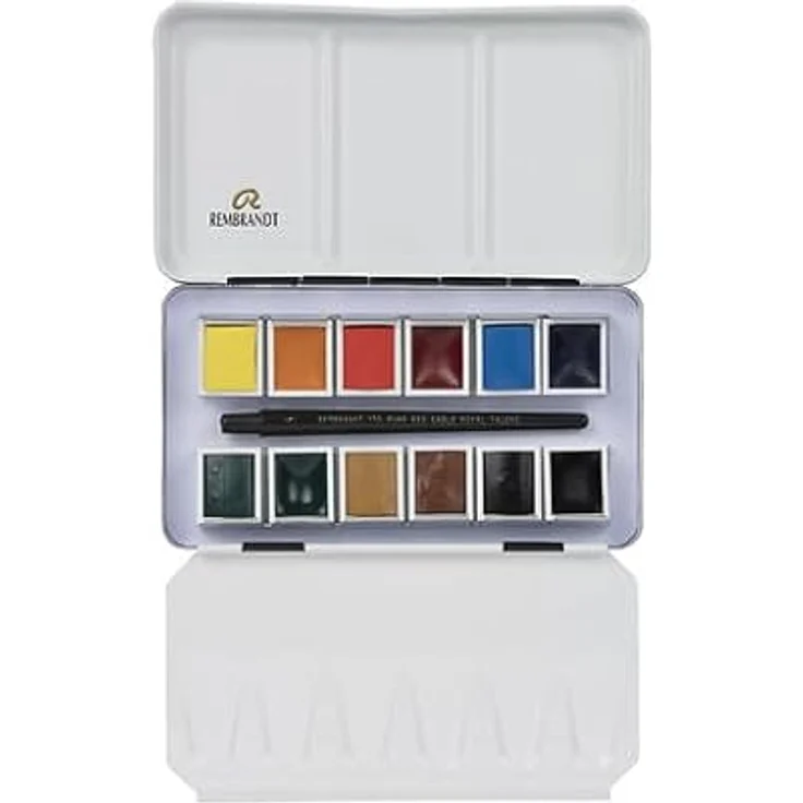 Rembrandt Profi-Aquarellfarben-Set, 12 monopigmentierte Farben in luxuriöser Metalldose + Pinsel – Bild 2