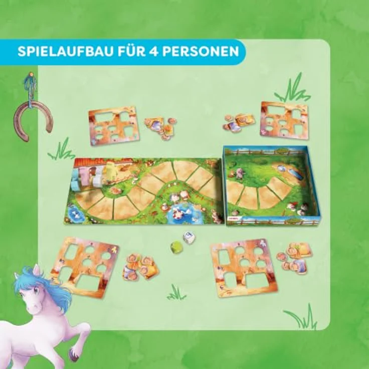 HABA Hoppe Reiter, Brettspiel Pferderennen mit Ressourcenmanagement für Kinder – Bild 5